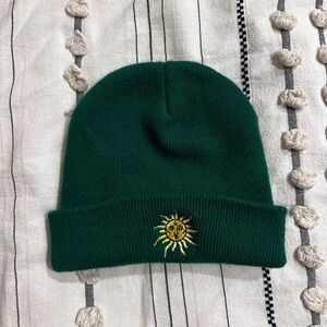 Green Sun Embroidered Beanie